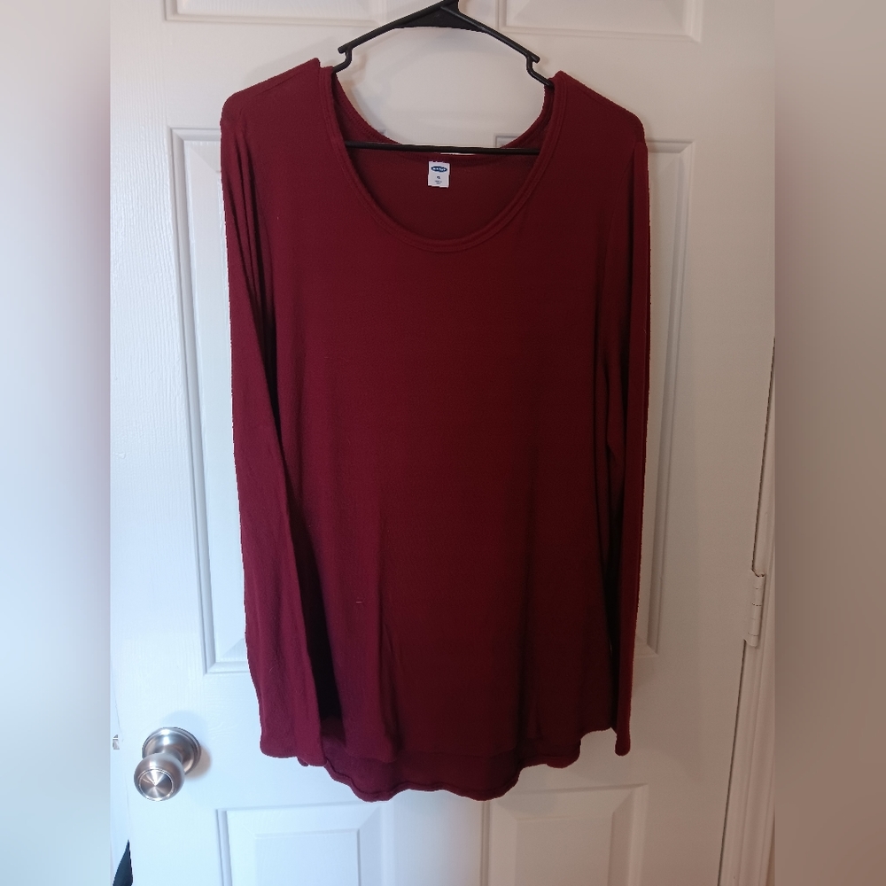 Dark Red Long Sleeve Top